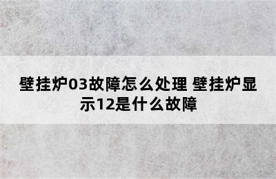 壁挂炉03故障怎么处理 壁挂炉显示12是什么故障